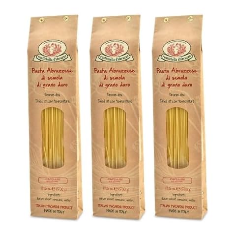 Rustichella d'Abruzzo Capellini Angel Hair Pasta (Pack of 3), 500g Each - Classic Durum Wheat Pasta from Italy, Perfect for Soups & Light Sauces Cover