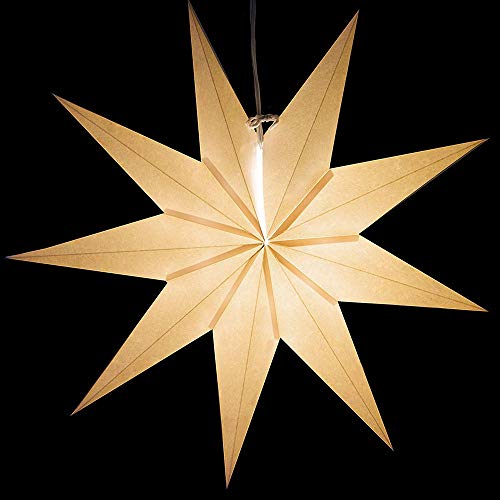 Eoper 3 Pieces 9 Pointed Paper Star Lanterns 12 Inch Hanging Lampshade For Led Light Wedding Birthday Party Decor, White #TOP3