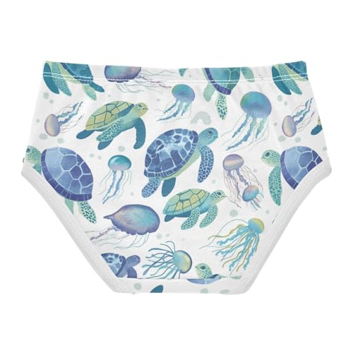 Wusikd Sea Turtle Girls' Underwear Cotton Jellyfish Girls Briefs Soft Toddler Underwear 2T2