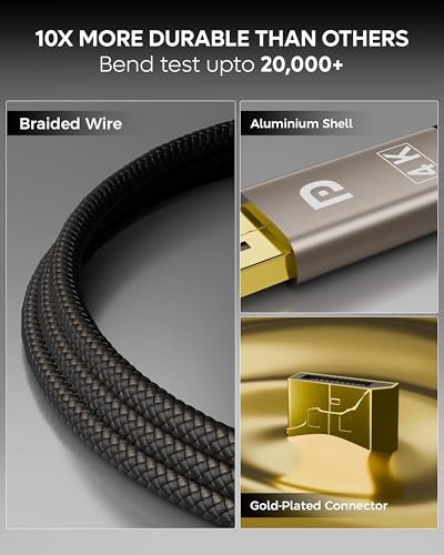 Image of FEDUS PIXOR Type C to DisplayPort Cable 1.5m (4K@60Hz, 2K@144Hz) Braided USB C to DP 1.2 Cord for Thunderbolt 3 /4 For iPhone 17 /16 /15 Pro Max, MacBook M3 /M2, iPad Pro, Galaxy S26 /25 /S24 Ultra, XPS