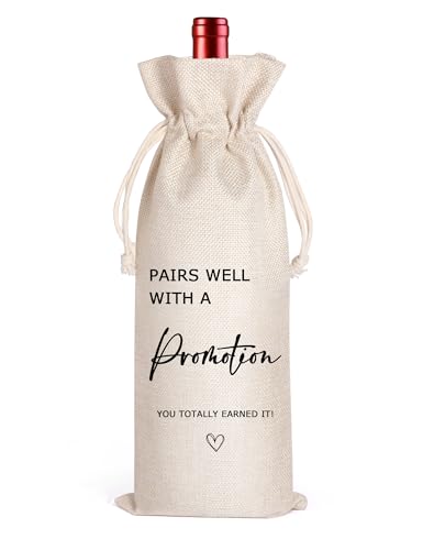 LANBAIHE Promotion of Wine Bag Gift,Burlap Wine Bottle Cover Bag For New Job,Congratulations to Coworker,Boss, Friends,Brothers,Sisters,Promotion Wine Bag Gift