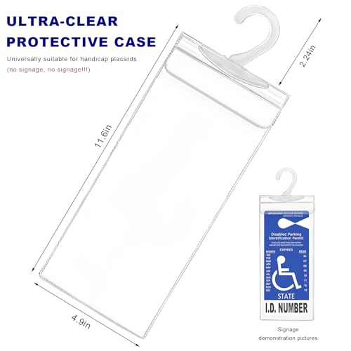 YTFRL Handicap Placard Holder, 11.6\"×5\" Ultra Transparent Disabled Placard Protective Cover, Automotive Parking Permit Sign Protector Sleeve with Large Hanger, Car Accessories (1 PCS) - Thumbnail 2