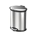 EKO 93250-1 Oval 1.5 Gallon Small Stainless Steel Step Trash Can with Lid | 6 Liter Metal Waste Bin