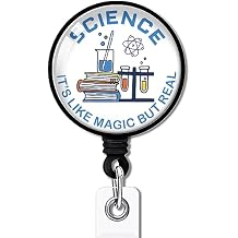 YAZMEEN Lab Technician Retractable Badge Reel with Alligator Clip Science Its Like Magic But Real ID Card Badge Holder Funny Lab Tech Badge Reel Gift for Laboratory Science Scientist Nurse Doctor