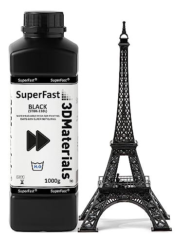 Superfast 4k Resina Para Impresora 3d, Lavable Con Agua, Impresión De 50um En 0,6 Seg, Fabricada En Corea Por 3dmaterials 1000g, Negro