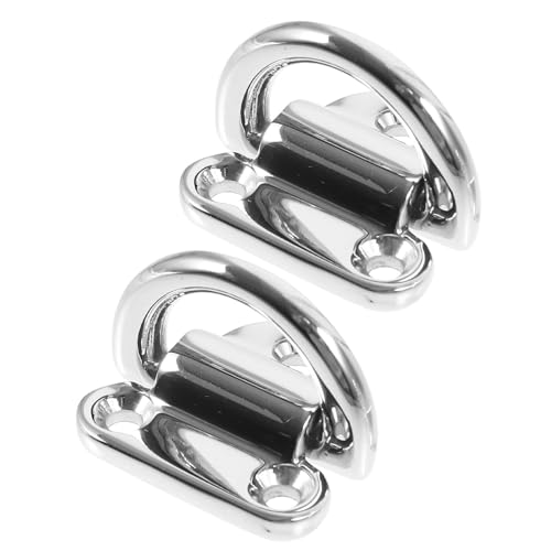 VANZACK 2pcs Grade Stainless Steel D Ring Tie Down Heavy Duty Folding Boat Trailer Anchor for Securing Equipment and Loads Trucks Corrosion-resistant Hardware Silver