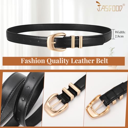 JASGOOD Women Leather Belt with Gold Buckle Plus Size Belt for Jeans Pants PU Leather Waist Belt for Ladies3