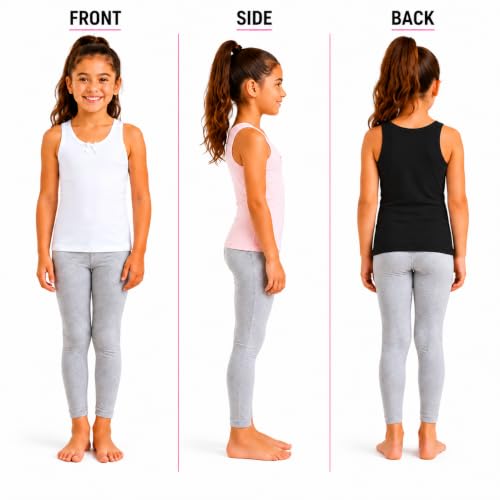 Image of Rene Rofe Girls Tank Tops - 6 Pack 100% Cotton Scoop Neck Todddler Undershirts Classic Sleeveless Tank Tops for Girls (2T-14)