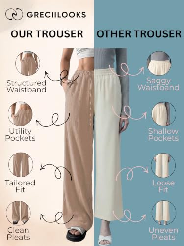 Image of GRECIILOOKS Women Trousers for Women | Women Trousers | Women's High-Waisted Pant | Women Trousers Pants | Korean Trousers for Women