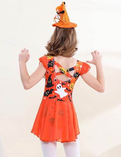Image of DIPUG Ballet Leotards for Girls Ballet Leotard with Skirt Toddler Dance Leotards Flutter Sleeve and Criss-Cross Back