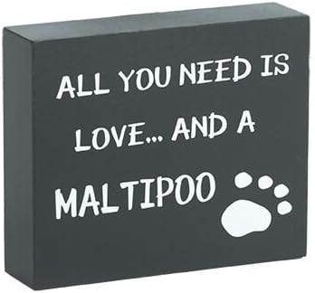 JennyGems Maltipoo Gifts, All You Need Is Love and a Maltipoo Wooden Sign, Maltipoo Dog Mom, Shelf Decor and Wall Hanging, Made in USA
