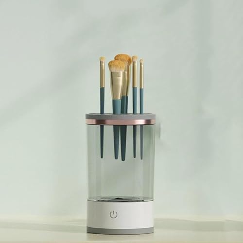 自動メイククリーナー、8W電動メイクブラシ洗浄機、メイクブラシクリーナー自動スクラバー速乾ツールポータブルドライヤー美容メイクツールメイクブラシ回転クリーニングセットメイクブラシ (透明)