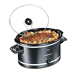 Hamilton Beach Slow Cooker with Lid Rest, 8 Quart (7.6 L), Black, Extra-Large Capacity, 3 Heat Settings, Dishwasher Safe Stoneware Crock, Model 33182