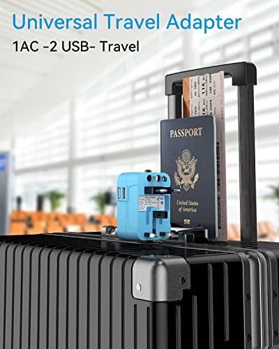 Foto von Universal Reiseadapter Weltweit,Reisestecker Adapter Weltweit,Universal Adapter Internationaler Steckdosenadapter Travel Adapter für USA/UK/EU Deutschland Italien/AUS Stecker mit 2 USB und Steckdose