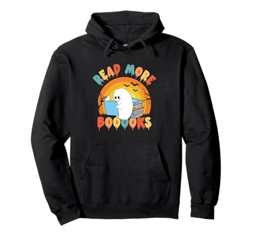 Read More Boooks | Cute Ghost Reading | Bookworm Halloween Pullover Hoodie