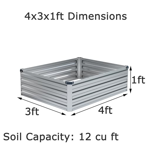 Foxlang 4x3x1ft(2 Pack) Galvanized Raised Garden Bed,Outdoor Planter Box Metal Patio Kit Planting Bed for Vegetables Flowers Herb,Silver by Foxlang - Image 2