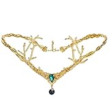 CoTeeZa Gold Fairy Circlet Elf Crown - Renaissance Viking Headband Celtic Headpiece Antler Tiara Medieval Costume Accessories Halloween Cosplay Headwear
