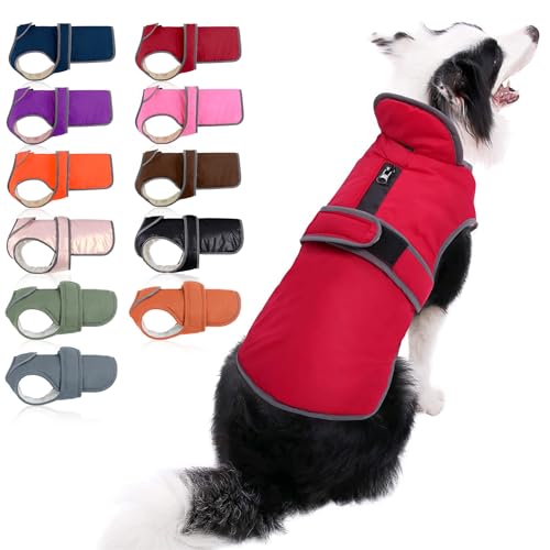 MIGOHI Reflective Dog Coat, Cold Weather Warm Dog Jacket, Waterproof Windproof Dog Winter Coat, Reversible Stormguard Dog Snow Jacket Snowsuit Fleece Lined Dog Vest for Small Medium Large Dogs