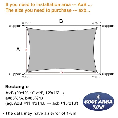 Cool Area SSGM-CA1216DG Sun Shade Sail 12X16Ft Rectangle Shade Canopy Outdoor Sunshade thumb #5