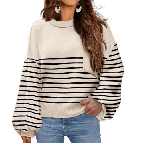 Image of Zeagoo Sweaters for Women 2025 Trendy Fall Fashion Oversized Lantern Long Sleeve Knitted Pullover Tops Outfits