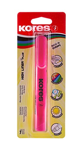 Kores - High Liner Plus : Stylos Surligneurs Fluorescents Roses, Pointe Biseautée et Encre à Base d'Eau, Fournitures Scolaires et de Bureau, Paquet Individuel