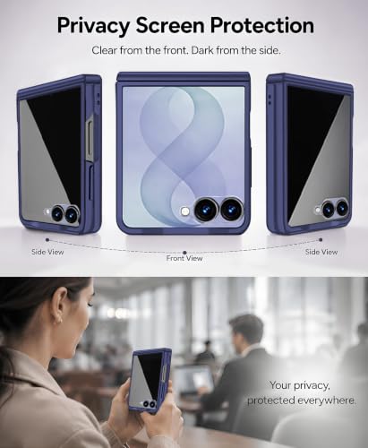 Image of STORMTAL for Samsung Galaxy Z Flip 8 Case with Privacy Screen Protector, [Compatible with Magsafe], [Full Body Hinge Protection], Magnetic Slim Case for Z Flip 8 Case Blue