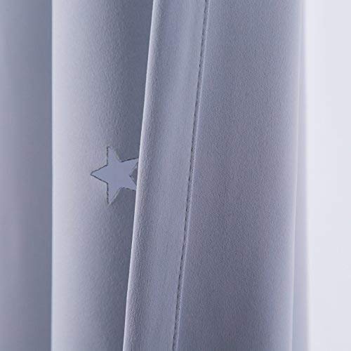 Anjee Laser Cutting Out Stars Blackout Curtains For Kids Room, Elegant Grommet Window Curtains For Room Darkening And Noise Blocking (2 Panels, W52 X L84, Greyish White) #TOP7