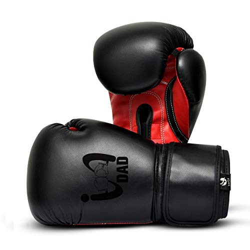 I Boxing Dad - Kids Boxing Gloves MMA Boxing Muay Thai Bag Work (Black Red, 8 Oz)