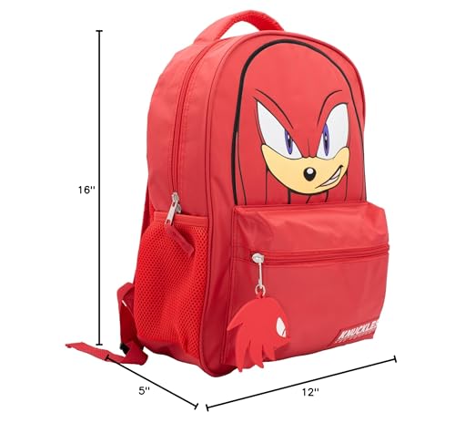 Image of AI ACCESSORY INNOVATIONS Sonic The Hedgehog Backpack for Boys & Girls, Knuckles 16 Inch Schoolbag with 3D Features, Durable School Bag for Kids, Red