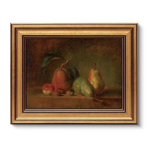 ARPEOTCY Cadre doré vintage Tableaux pour salon, décoration murale avec motifs de fruits, images sur toile pour salon et chambre à coucher, Ampoule fraîche 25L x 20L...