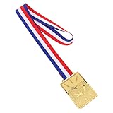 Toyvian Medalla de Ganador de Fútbol de Metal Dorado Rectangular con Cinta para Cuello, Medalla de Premio Deportivo y Trofeo de Campeonato para Eventos y Competencias Deportivas