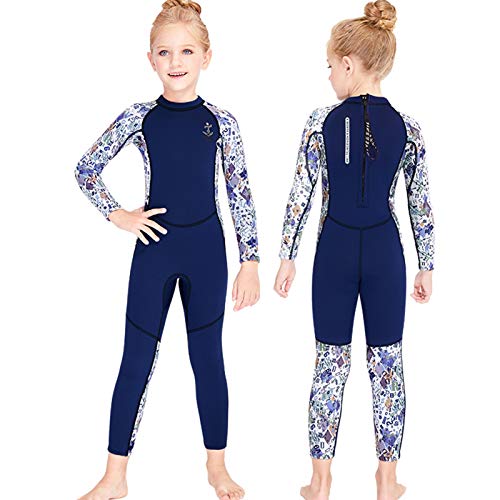 Gogokids Traje de Neopreno para Niñas - Niños Traje de Baño, Rash Guard Ropa de Natación de Una Pieza 2.5mm Neopreno Traje de Buceo Manga Larga UV 50+, L
