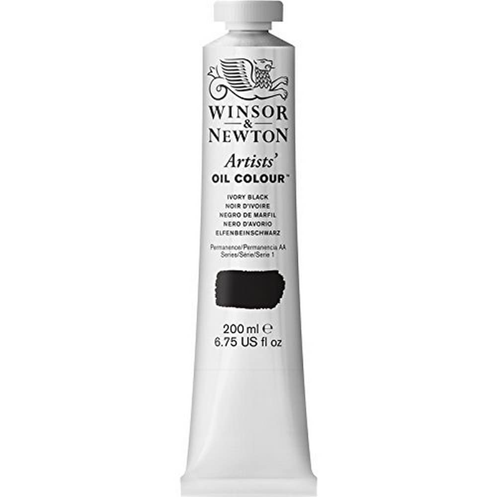 Winsor & Newton Artists' Oil Color, 200ml (6.75 oz) Tube, Ivory Black