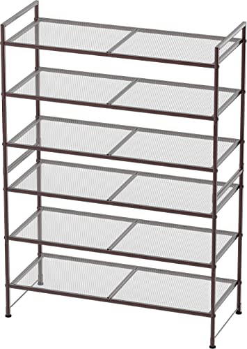 Image of Simple Houseware 3-Tier Stackable Mesh Shoe Rack, Bronze