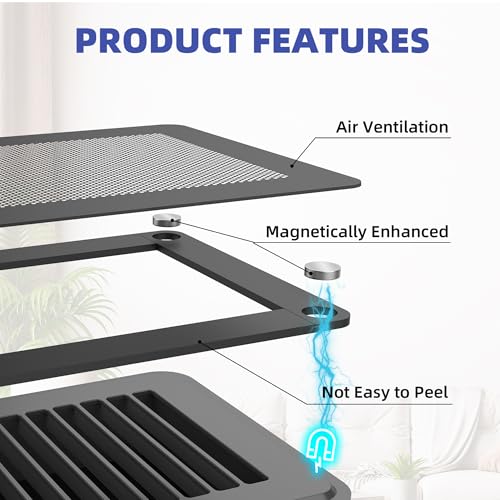 Magnetic Vent Mesh- 4 Pack, 5 x 11 inch Strong Magnetic Vent Screen for Home Floor, Ceiling and Wall Registers, Ventilate While Prevent Objects from Entering, Durable and Solid - Black by JSLIN - Image 4
