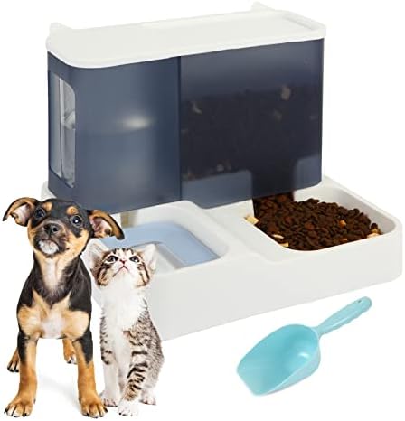 Automatic Cat Feeder,Dog Feeder,Pet Gravity Feeder,2 in 1 Gravity Cat Food and Water Bowl Set,Automatic Water Dispenser and Food Dispenser 2 in 1 for Small and Medium Dogs, Cats,Pets(Blue)