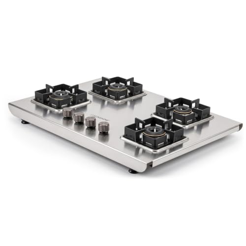Image of Sunshine Osaka 4 Burner Stainless Steel Gas Stove | ISI Certified | High-Efficiency Brass Burners | Ultra Slim Body | Heavy Duty Pan Supports | Auto Ignition | 10-Year Burner Warranty