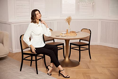 Solid Color Elegant Bow Tie Neck Long Sleeve Work Office Blouse Top Ivory L #TOP4