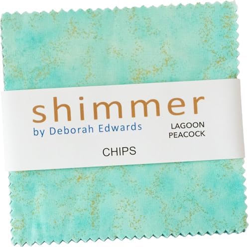 Deborah Edwards Shimmer Metallic Lagoon/Peacock Chips 42 5-inch Squares Charm Pack Northcott image 3