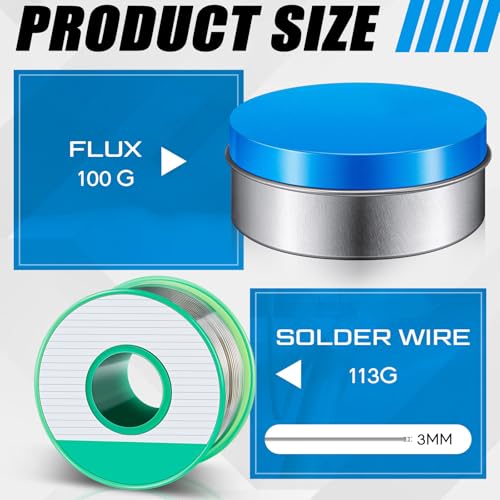 Image of Zonon 4 Pack Plumbing Solder Flux Kit Include 2 Pcs Solder Wire (3mm, 226g(1 /2 Lb),1 Pcs 100g Rosin Flux Paste and Brush for Plumbing Repairs