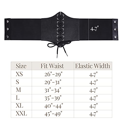 Whippy Women's Lace-Up Corset Elastic Waist Belt, Tied Waspie Wide Belt For Women Halloween Costume, Black, Xs #TOP3