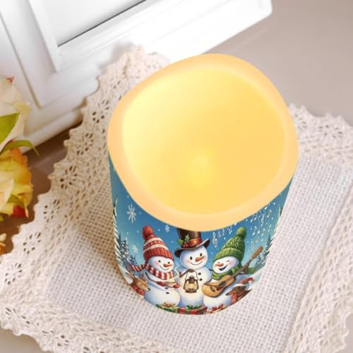 Image of Christmas Snowman Flameless Battery Operated Candles Set of 4