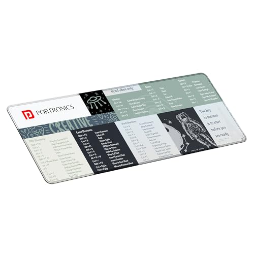 Portronics Comfipad 2 Extended Mouse Pad with Windows Shortcuts Design, Non-Slip Base, Stitched Edges, High-Precision Smooth Surface, Water Resistant 