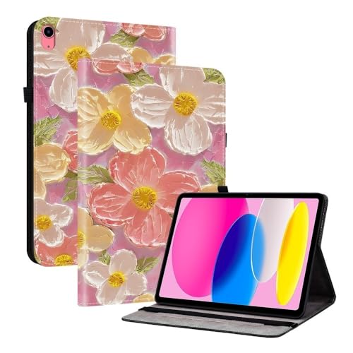 Étui iPad Air 5e/4e génération motif fleur rose pour lire et travailler en terrasse