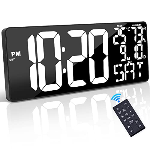18 Inch Extraly Large Digital Wall Clock With Remote Control, Auto-Dimming Digital Clock Large Display With Date/Temp/Week, Dst, Alarm, 5.9”Jumbo Numbers Large Digital Clock For All Large Spaces Use #TOP19