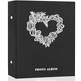 Miaikoe Photo Album 6x4 Slip in, Linen 400 Pockets Photo Albums Holds 400 Vertical 10x15cm Photos for Family Wedding Anniversary (Black)