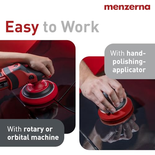 Image of menzerna 3.5 Inch 2X Premium Polishing Pads Heavy Cut for Scratch Repair I Body Repair and Detailing Pads with Safety Edge & Velcro Attachment I Washable & Long Lasting