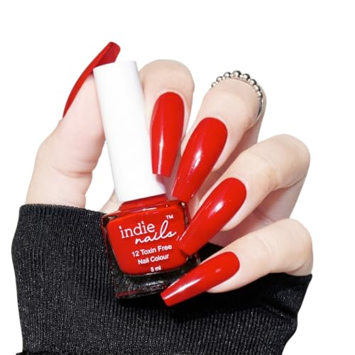 Image of Nail Polish, 12-Free Formula, Quick Dry, Long-Lasting, Chip Resistant, High Glossy Shine, Vegan, Made in India, Nail Paint For Women 5ml (Blood Rush - Blood Red, 5ml)