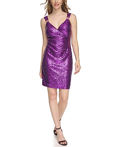Image of DKNY Women's Half Balloon Sleeve Faux Wrap Midi Dress