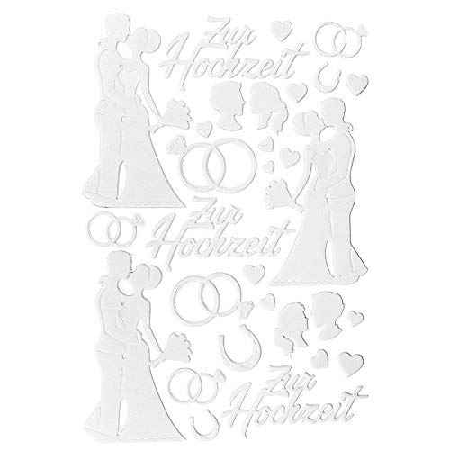 Ideen mit Herz - pegatina deluxe en 3D para bodas, varios diseños de boda, pegatinas en relieve, tamaño del pliego: 21 x 30 cm.